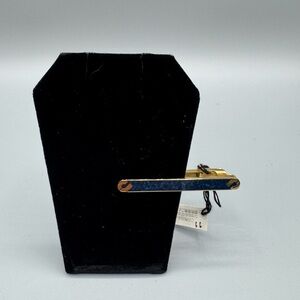 Vintage Charles Jourdan Monsieur Blue Enamel Gold Tone Tie Clip NWT